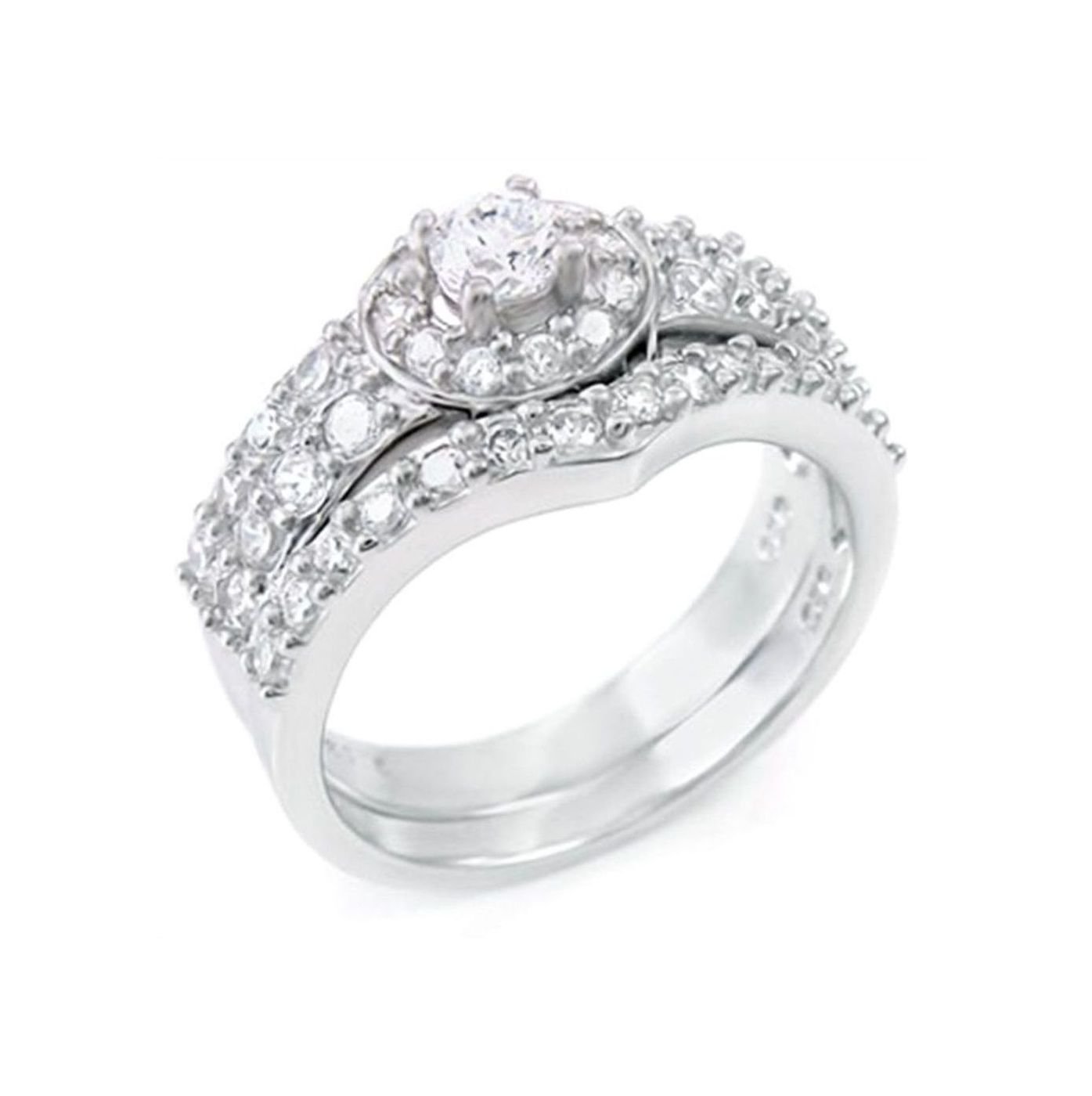 925 Sterling Silver 0.25 Carat Diamond Wedding Ring Set for Women - Elegant Bridal Jewelry for Engagement, Anniversary & Special Occasions