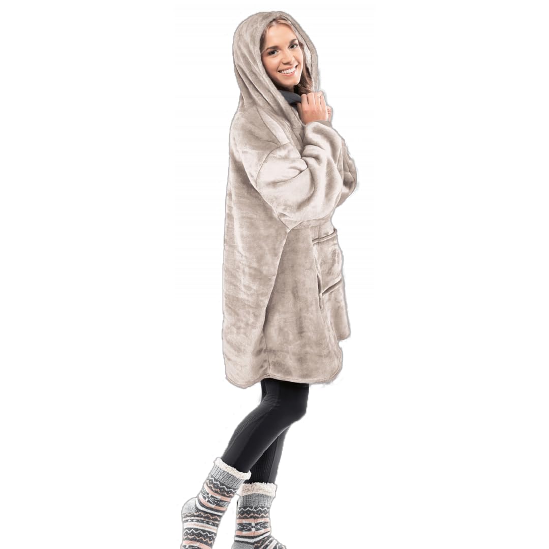 Venteo Oversized Reversible Hooded Plaid Sweatshirt - Breathable Unisex One Size - 3 Colors - Perfect for Lounge Wear, Outdoor Activities & Casual Fashion