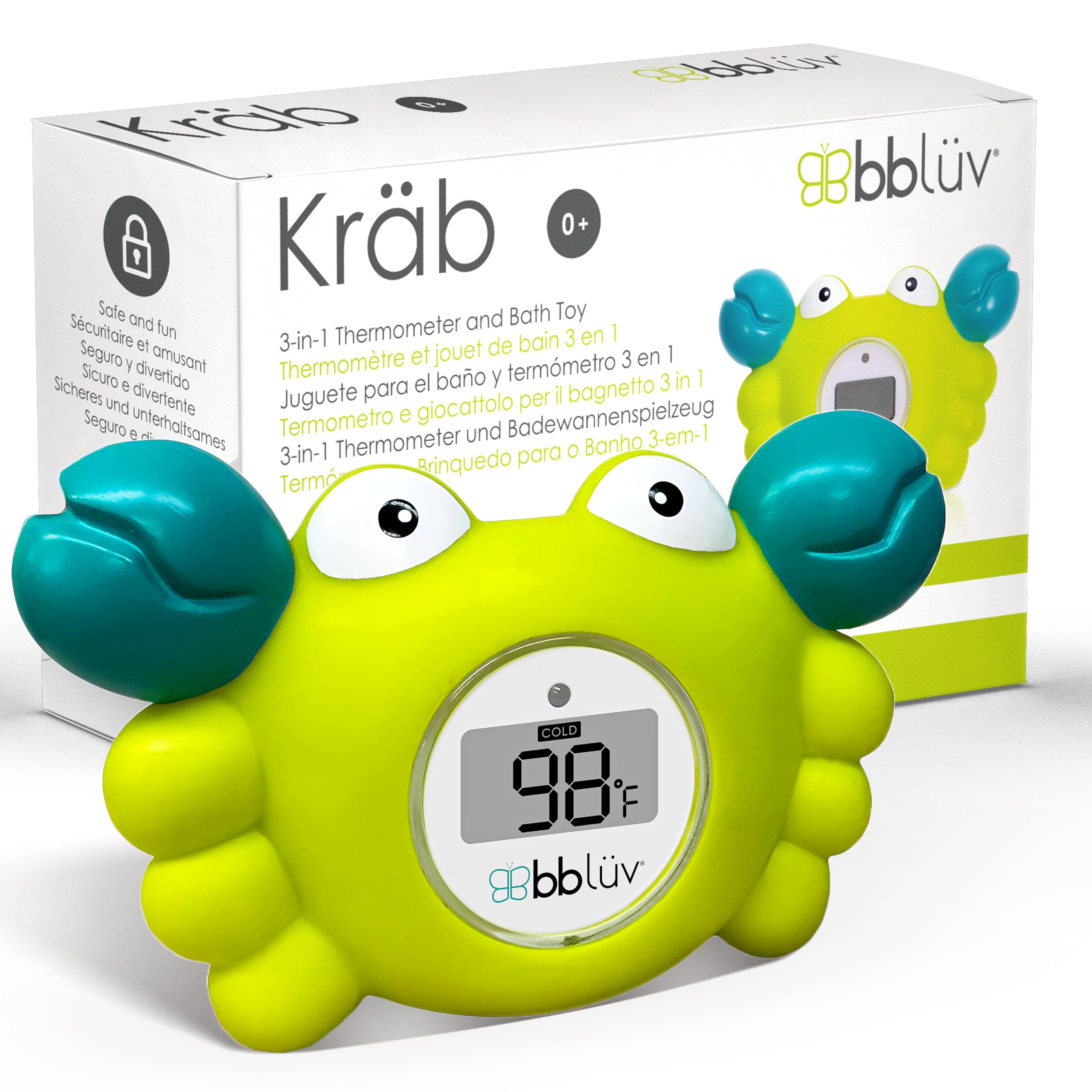 BBLÜV 3-in-1 Baby Bath Thermometer & Floating Toy - Fahrenheit Digital Water Temperature Reader for Infant Safety - Perfect for Newborn Bath Time & Sensory Play