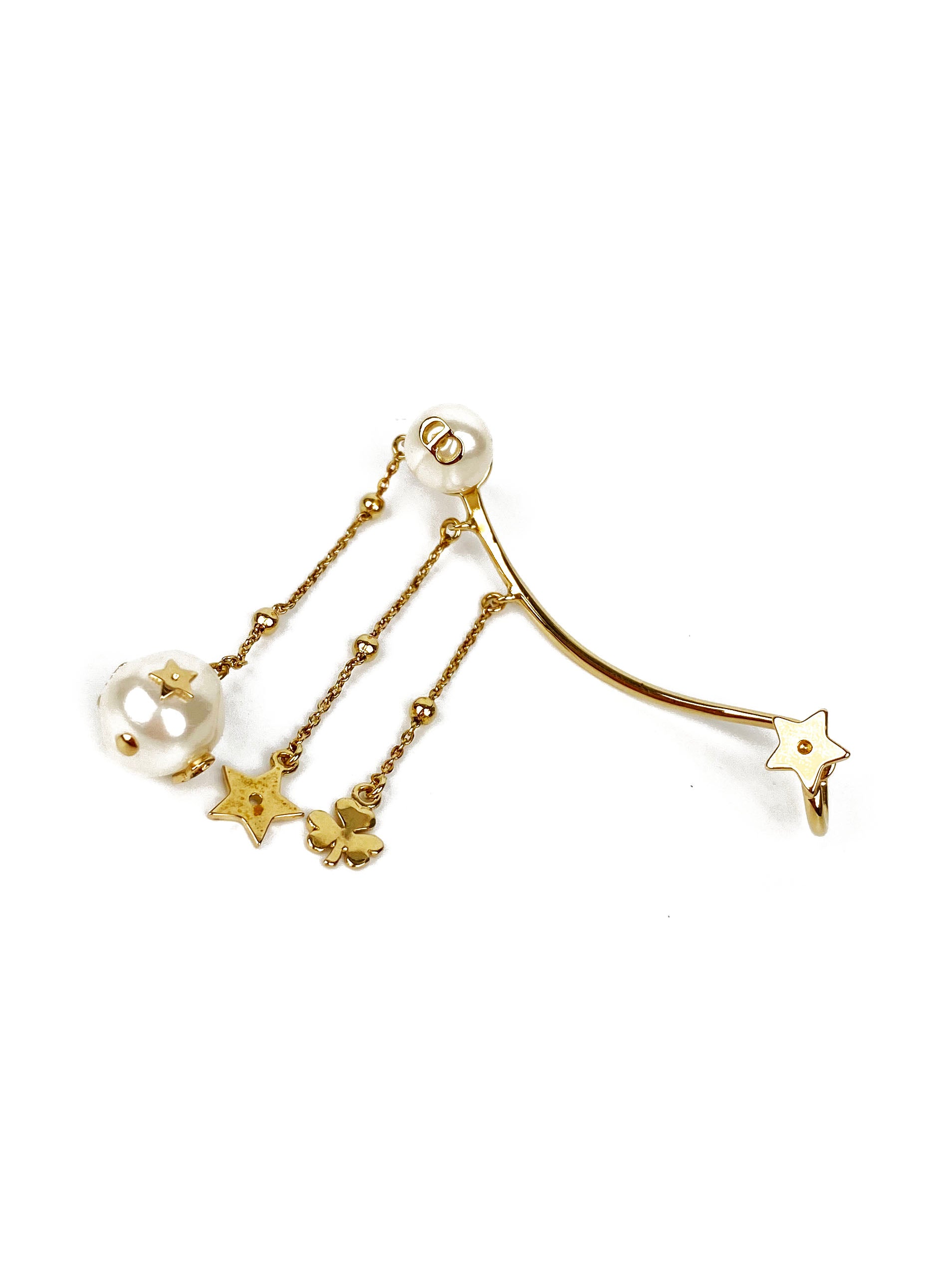 Dior Shiny D Ear Jewel - Elegant Gold Plated Earrings for Women, Perfect for Parties, Weddings & Special Occasions