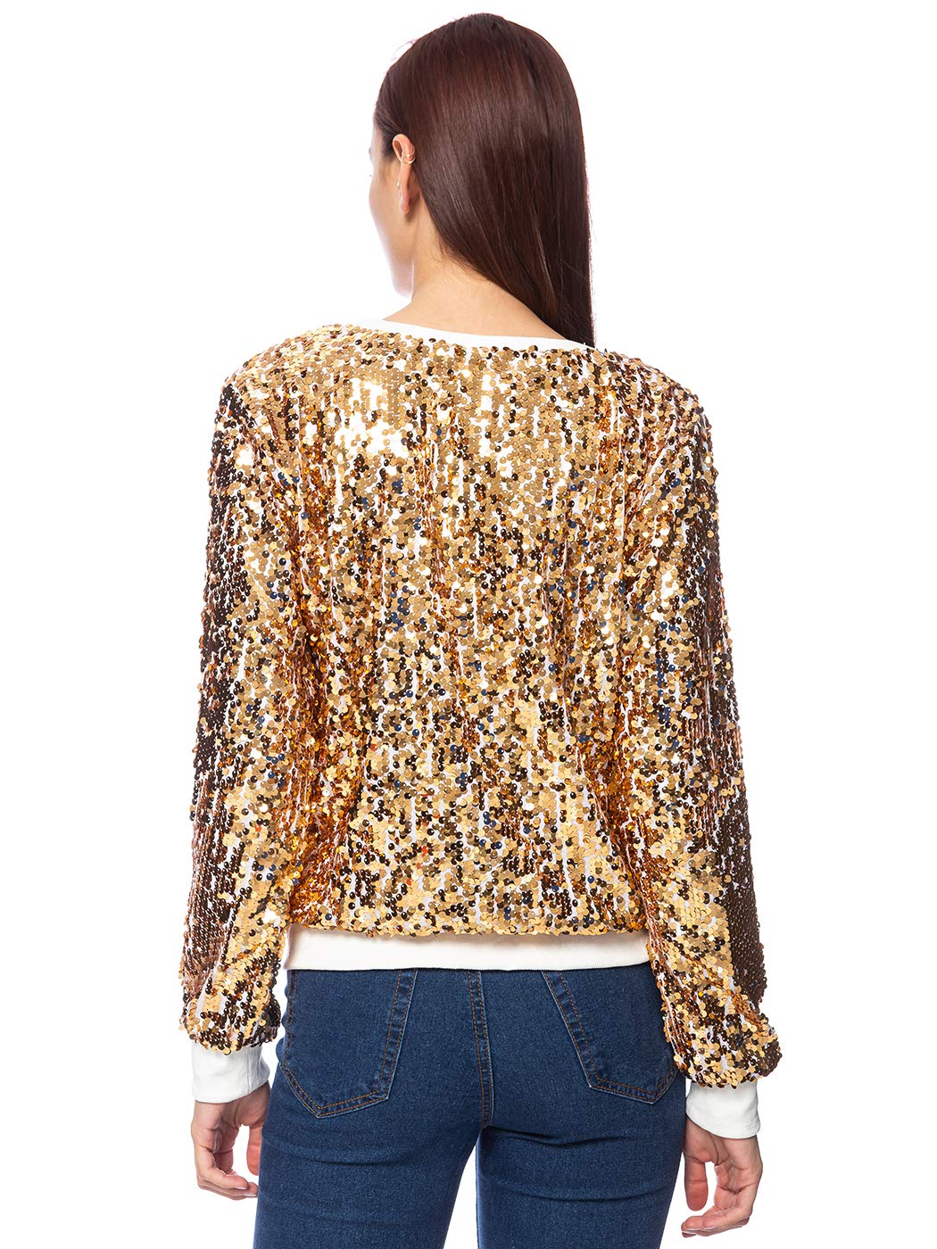Anna-Kaci Women's Sparkle Sequin Sweatshirt - Long Sleeve Pullover Top with Ribbed Cuffs for Party, Holiday & Casual Wear | Glamorous Lounge & Night Out Outfit