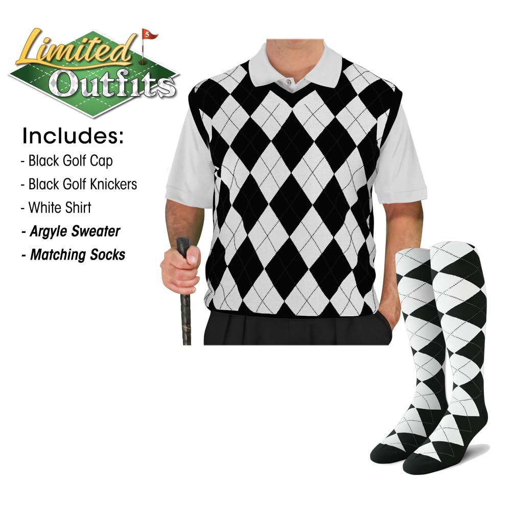 Men's Black and White Golf Sweater Outfit - Stylish & Comfortable for Golfing, Casual Wear & Outdoor Activities