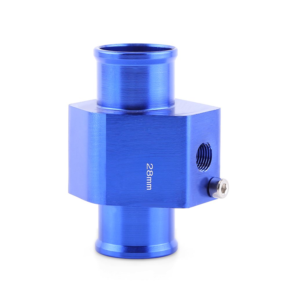 Keenso Universal Aluminum Water Temperature Joint Pipe Gauge - 26mm to 40mm (28mm) Blue Radiator Hose Adapter for Car, Truck & Motorcycle Cooling Systems