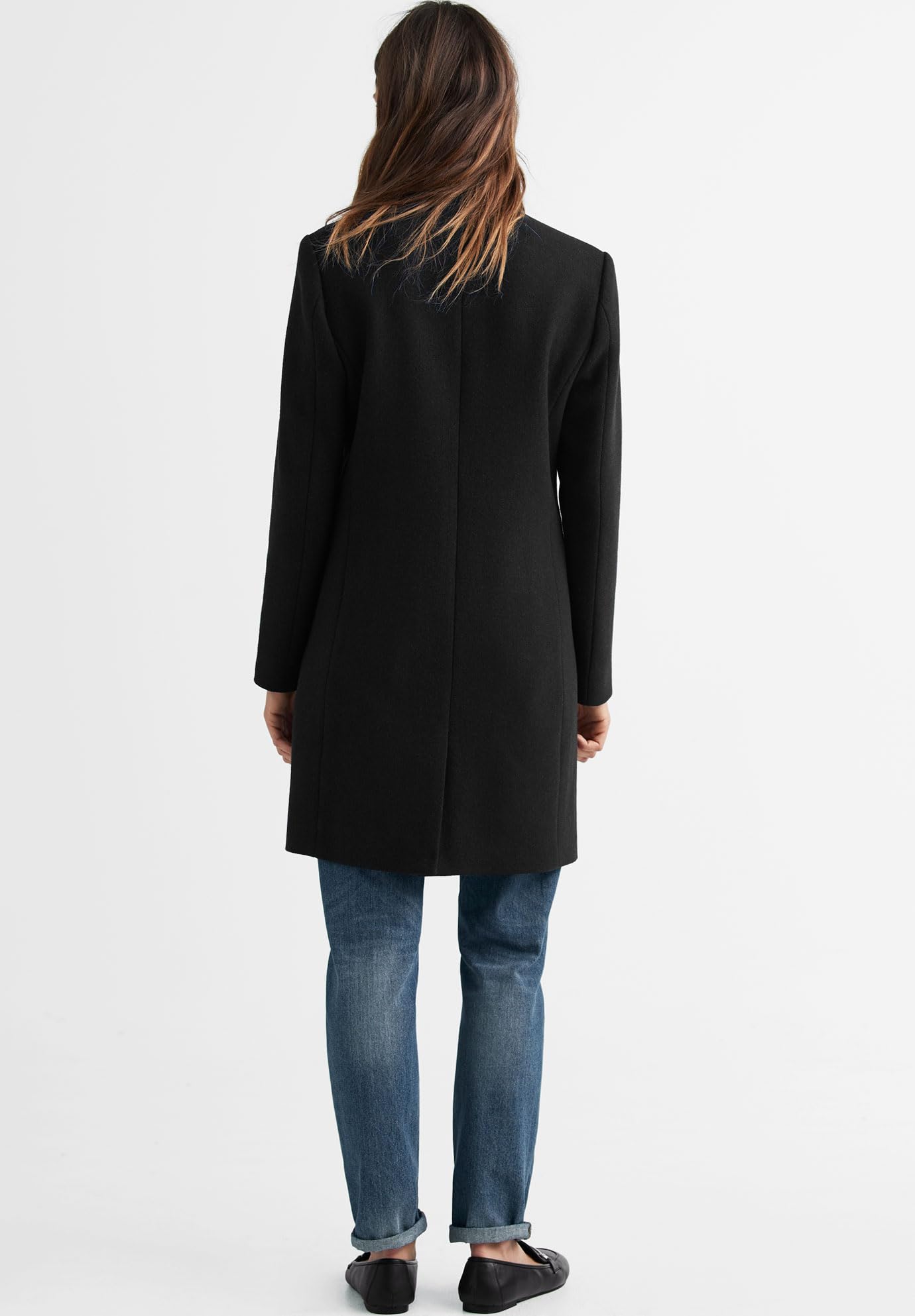 Ellos Women's Plus Size Classic Wool-Blend Coat - Warm Winter Trench Coat for Curvy Women, Office & Casual Outwear