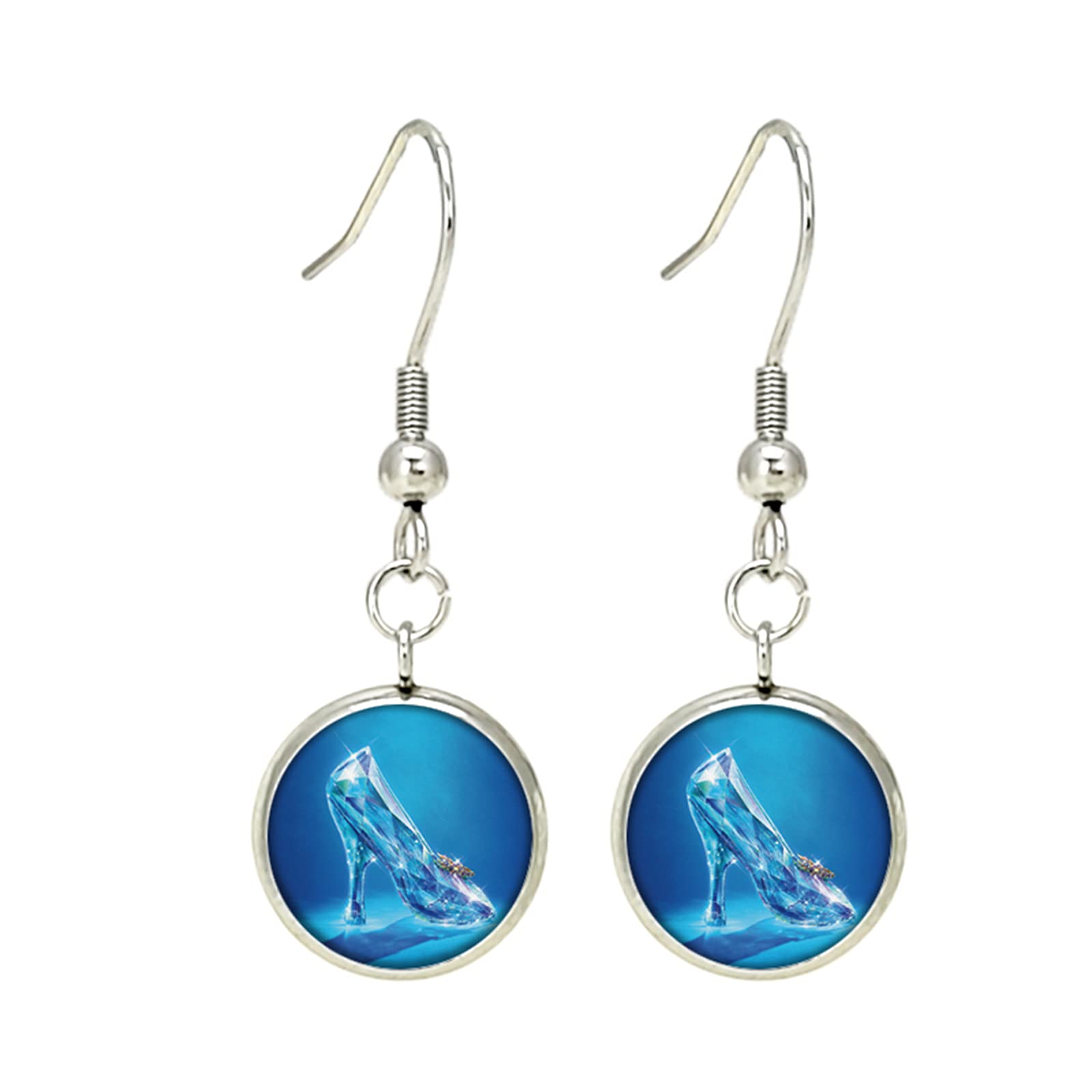 Cinderella Crystal Princess Earrings - Anime Cartoon Metal Stud Earrings for Women & Men - Perfect Gift for Girls, Boys & Cosplay Fans - Great for Halloween, Parties & Disney-Themed Events
