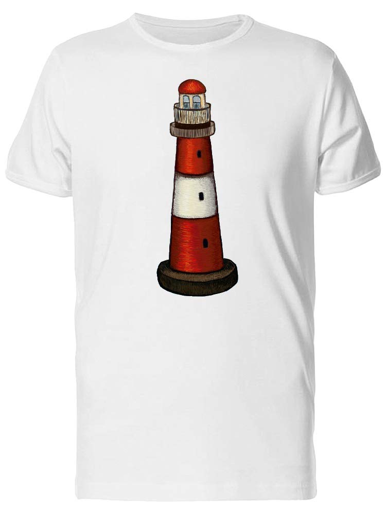 Smartprints Red & White Lighthouse Graphic T-Shirt for Men - Casual Comfort Fit Cotton Tee for Everyday Wear & Outdoor Adventures