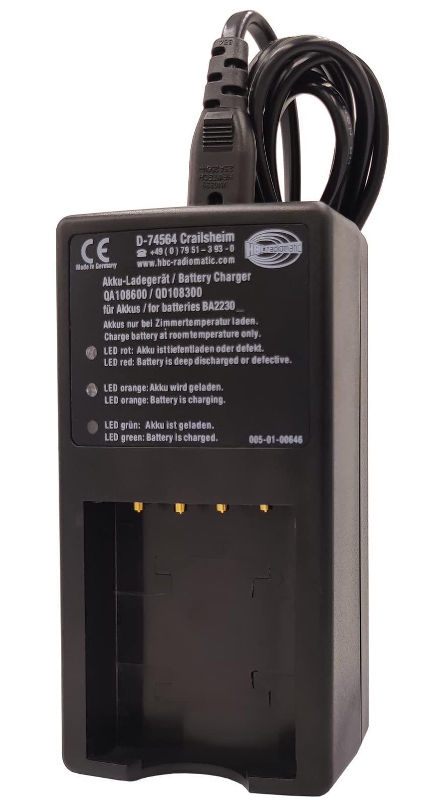 110V-220V Universal HBC Battery Charger for BA223030 & D-74564 - Fast Charging, Compatible with QA108600 & QD108300 Models - Perfect for Home, Workshop, and Industrial Use