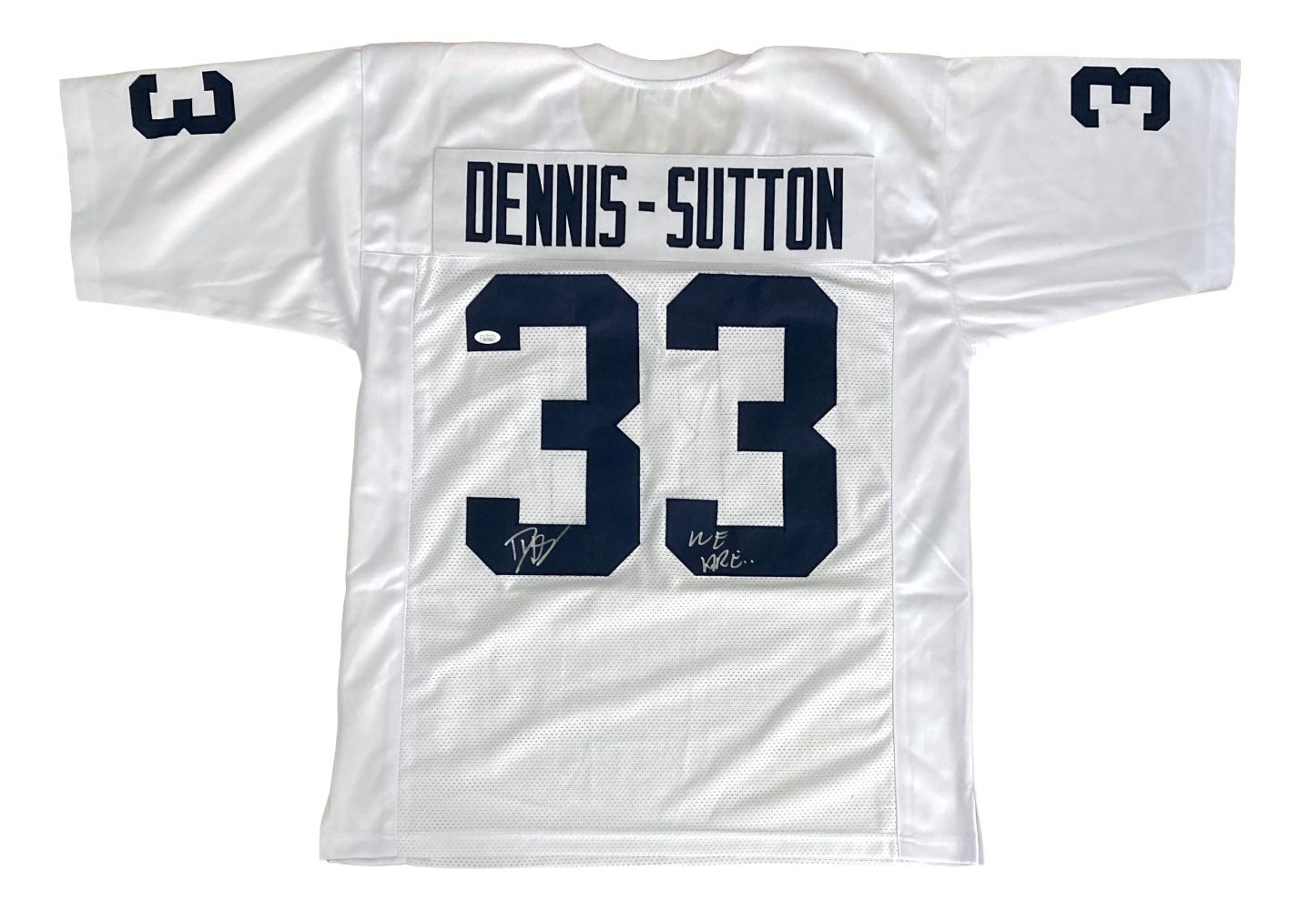 Dani Dennis Sutton Penn State Signed White Football Jersey with JSA Certification - Perfect for Collectors, Fans, and Sports Memorabilia Displays