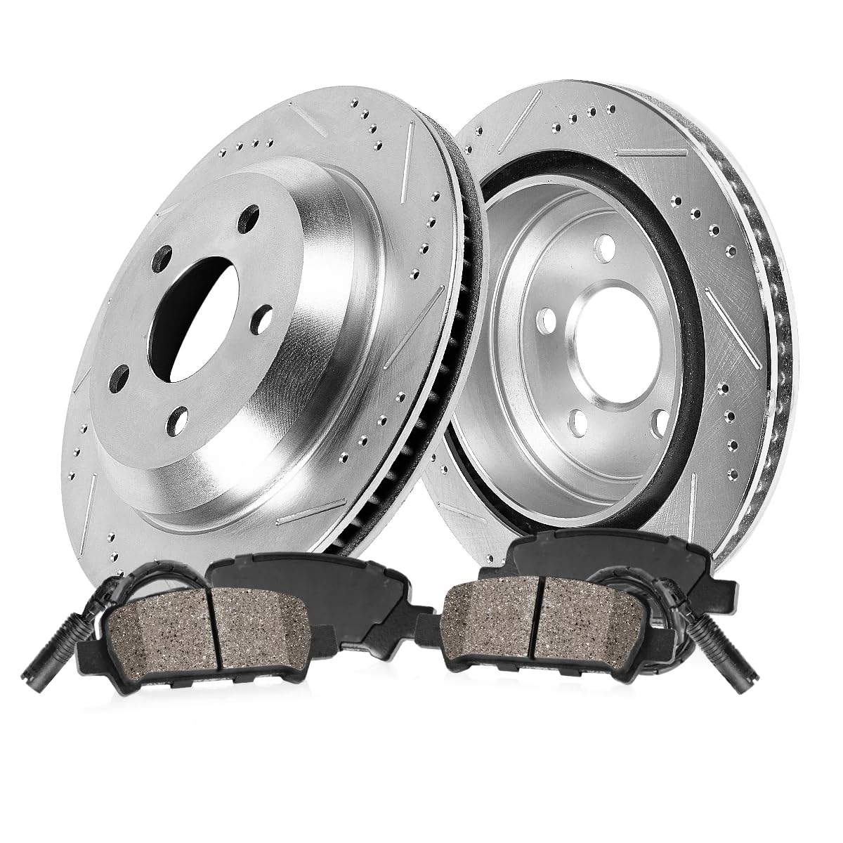 Callahan Rear Drilled & Slotted Brake Rotors & Ceramic Brake Pads Kit with Hardware & Sensors for Mercedes-Benz GLK250/GLK350 - High Performance Braking System for Smooth Stops & Enhanced Safety