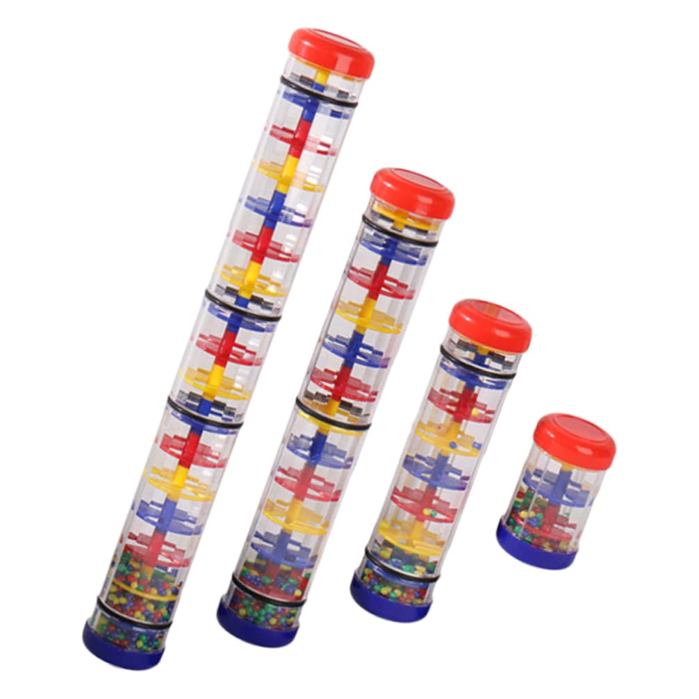 ibasenice Rain Stick - 4Pcs Rainbow Raindrop Sound Musical Toys for Kids (Different Sizes) | Sensory Play, Music Education & Relaxation Instrument for Classroom, Therapy & Home Use