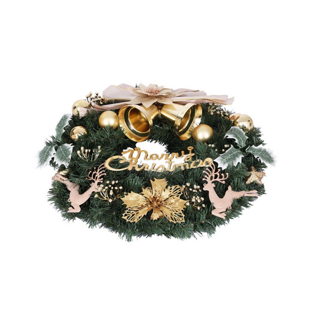 60CM Christmas Wreath with Garland Flowers & Baubles - Holiday Party Decorations for Front Door, Fireplace Mantel & Wall Decor