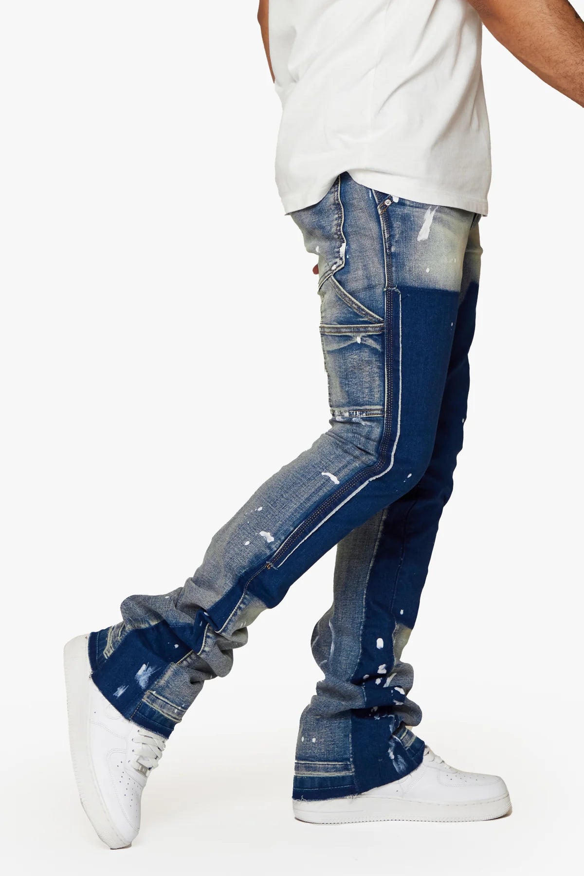 ESNTL LAB STACKED TAMA LT. WASH - Premium Stacked Denim Jeans for Men | Comfortable Slim Fit Stretch Pants | Perfect for Casual Wear, Office & Night Out