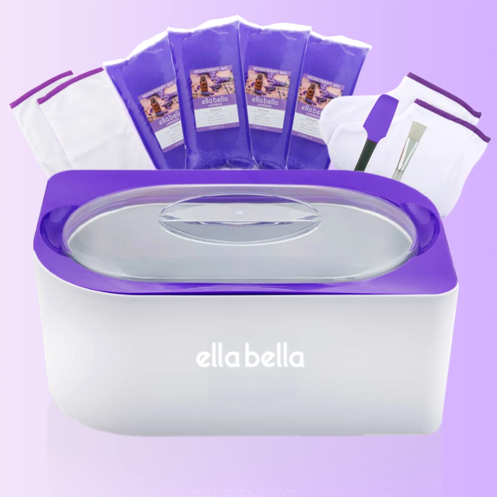 ELLA BELLA® Professional Paraffin Wax Machine Kit for Hands & Feet - Wax Warmer with Refills, Mitts & Booties - Hot Wax Therapy for Arthritis Pain Relief & Moisturizing Skin Care - Perfect for Home Spa & Nail Salon Use