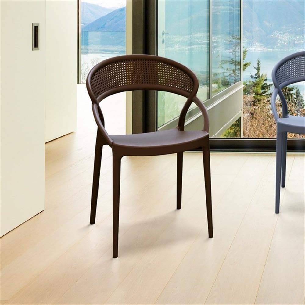 Compania Sunset Patio Dining Chairs in Brown - Set of 2 Outdoor Furniture for Garden, Poolside, Deck & Backyard Relaxation