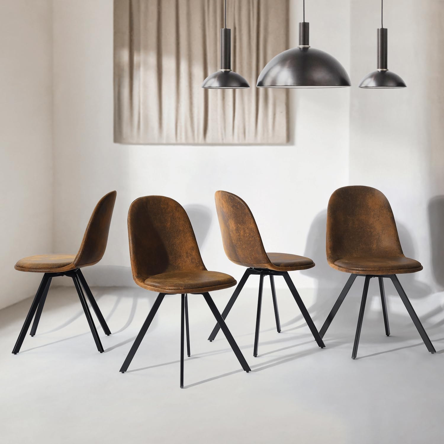Homy Casa 360° Swivel Dining Chairs Set of 4 - Mid Century Modern Accent Chairs with Sturdy Metal Frame - Perfect for Kitchen, Dining Room, Living Room, Bedroom & Dressing Area - Brown Velvet Upholstery for Elegant Home Decor