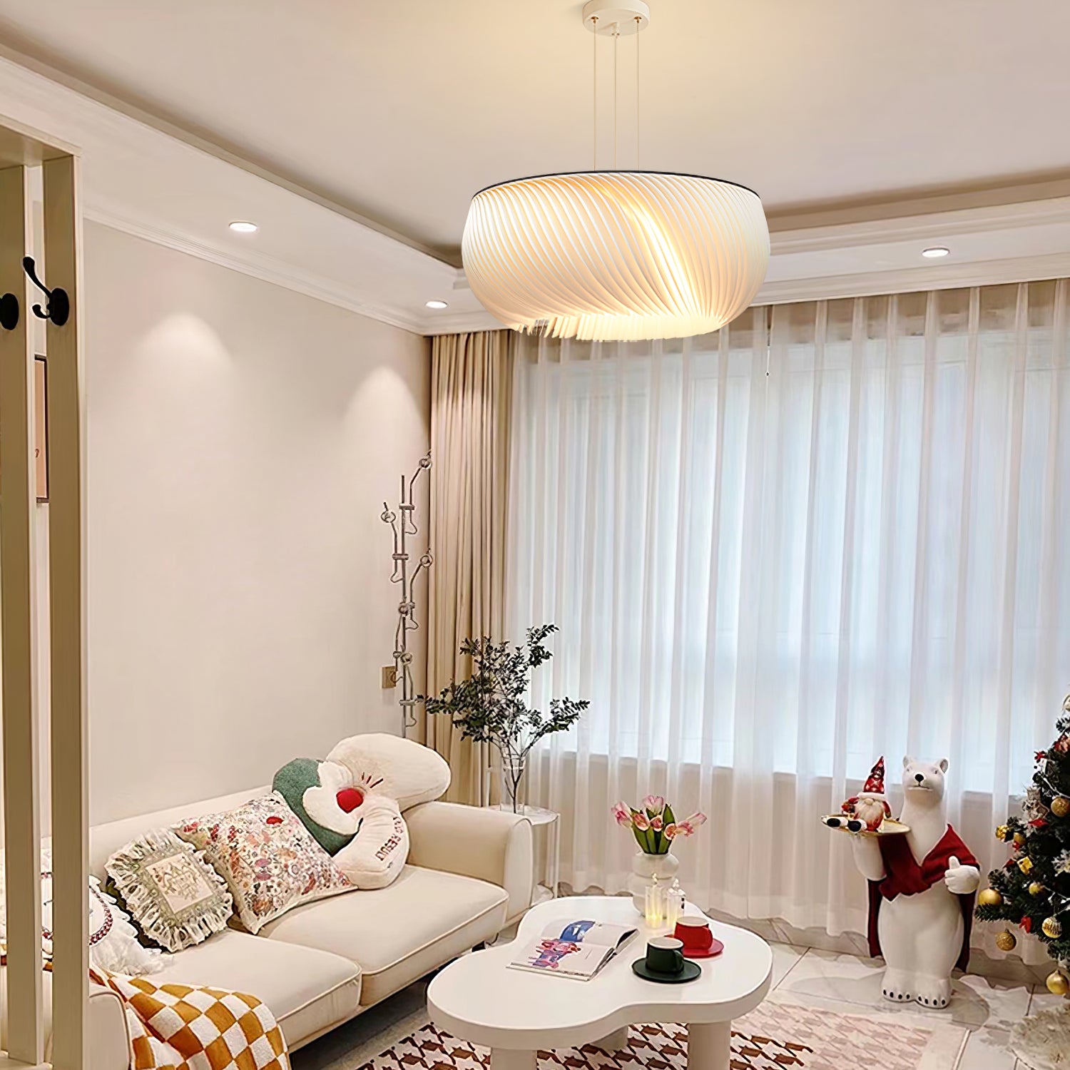 Handmade Parchment Paper Pendant Light - Natural Rattan Shade for Boho Home Decor, Dining Room, Bedroom & Living Room Lighting