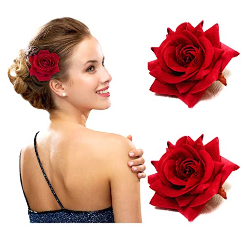 Red Rose Hairclips