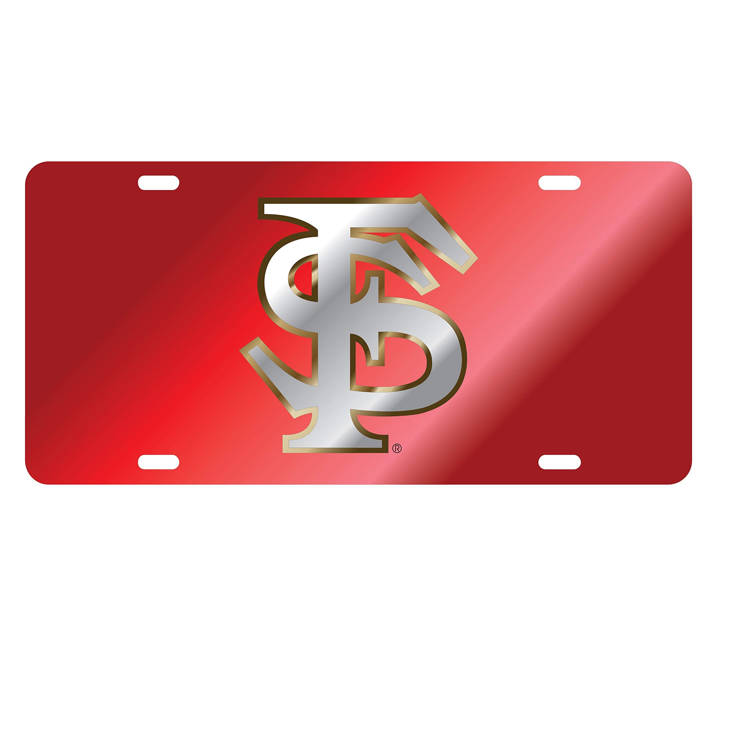 Florida State Seminoles Laser Cut Inlaid Mirrored Silver FS Red Plate - Perfect for Game Day Decor, Tailgating, and Seminoles Fan Gifts