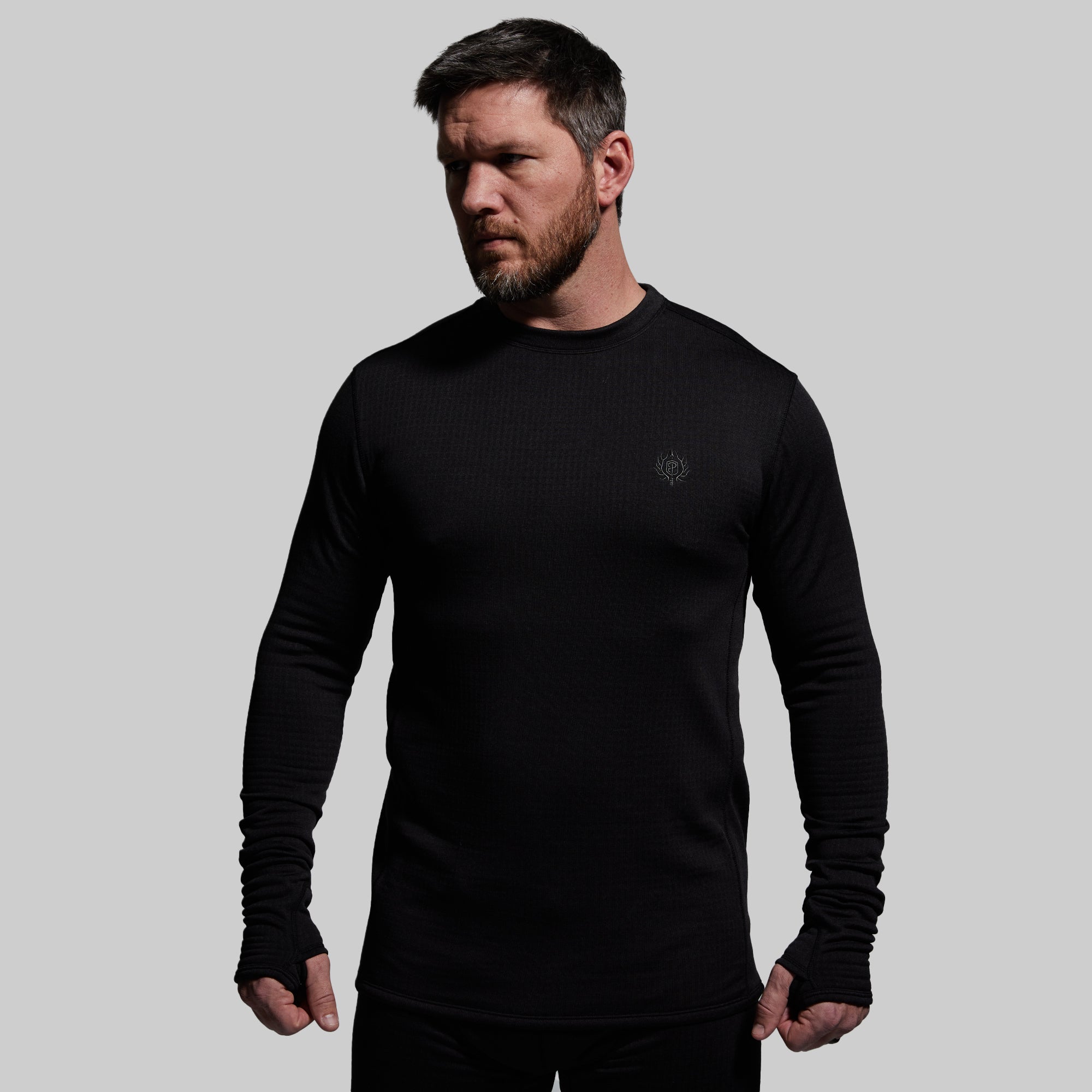 Men's Quiver Long Sleeve Crew Neck T-Shirt - Soft Cotton Casual Shirt for Men (Black) | Perfect for Everyday Wear, Outdoor Activities & Layering