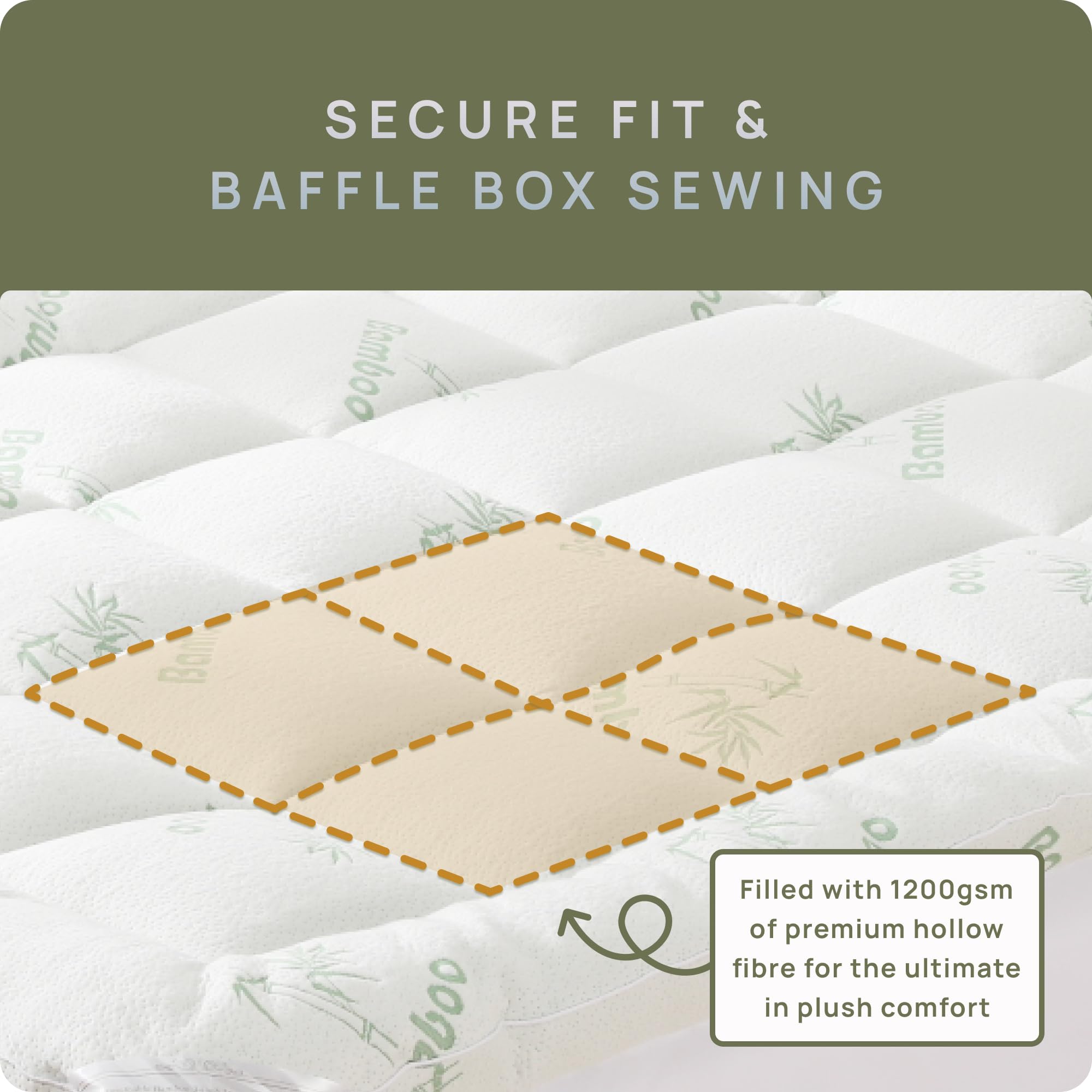 King Size Cooling Mattress Topper - Plush Bamboo Viscose Pillow Top for Back Pain Relief | Fits 8-21