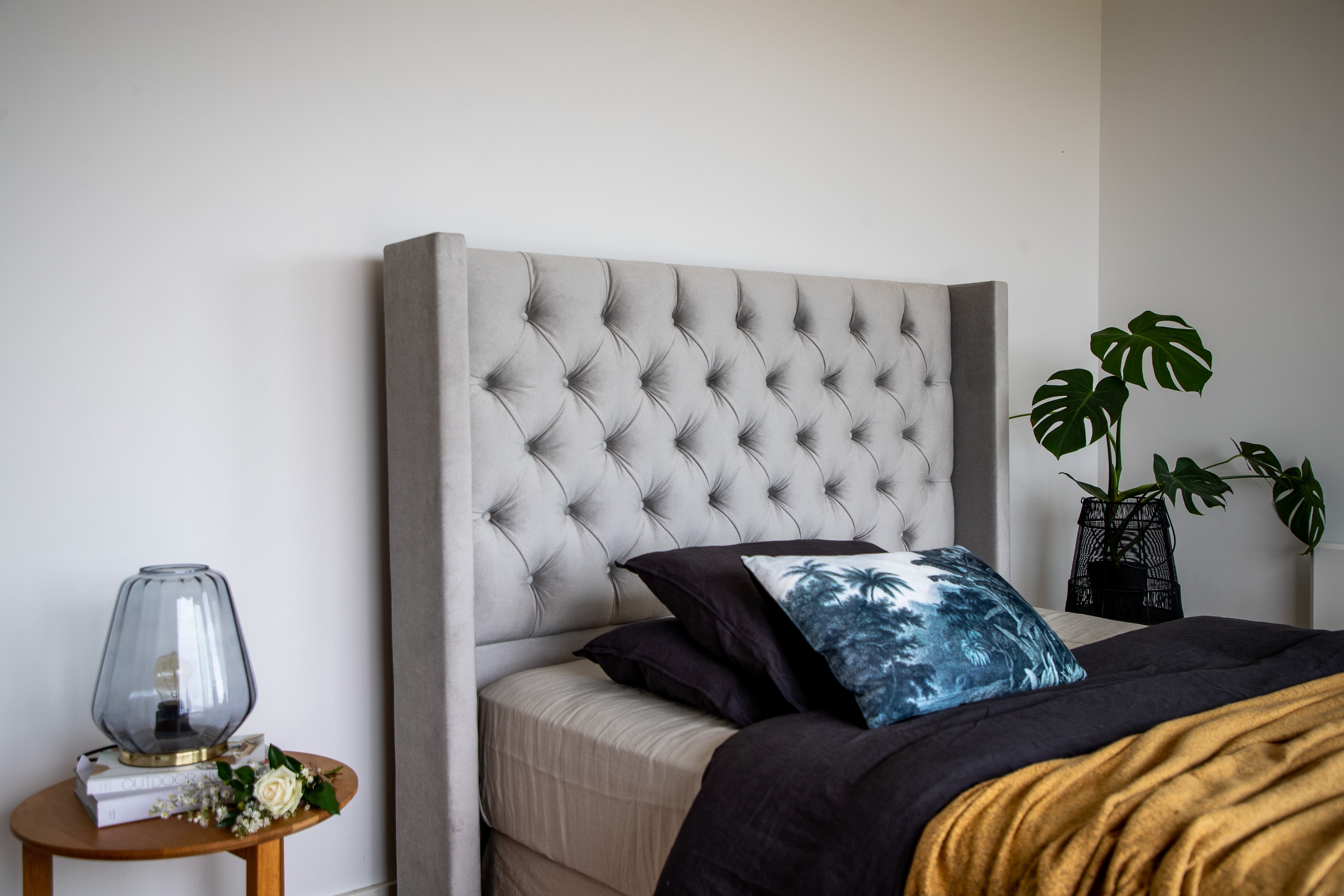 Alma Upholstered Headboard - Queen Size Bed Frame Headboard with Nailhead Trim for Bedroom Decor | Perfect for Master Bedroom, Guest Room & Apartment