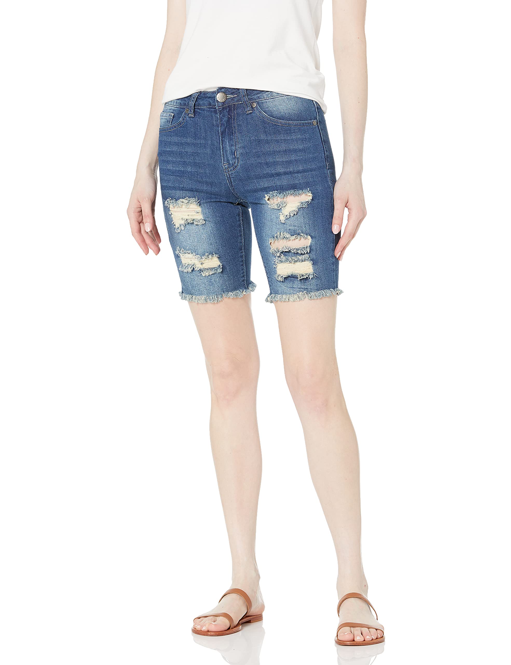 COVER GIRL Women's Denim Shorts - Mid Rise Bermuda & Capri Jeans for Juniors (Ripped or Basic Styles) | Perfect for Summer Outfits, Beach Vacations & Casual Wear