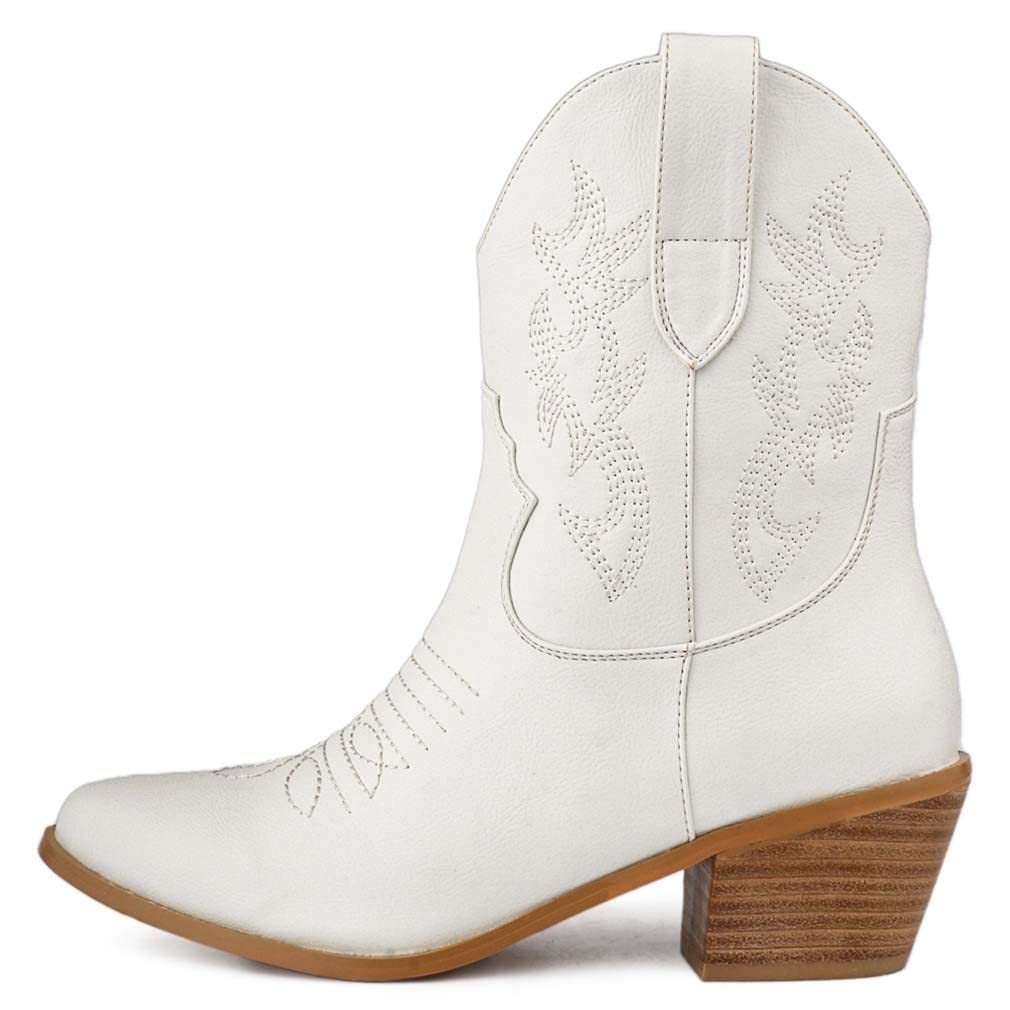 Stylish Women's Cowgirl Boots with Floral Embroidery - Western Cowboy Boots, Retro Chunky Heel, Pull-On Ankle Booties for Riding & Country Fashion - Perfect for Rodeo, Concerts & Everyday Wear