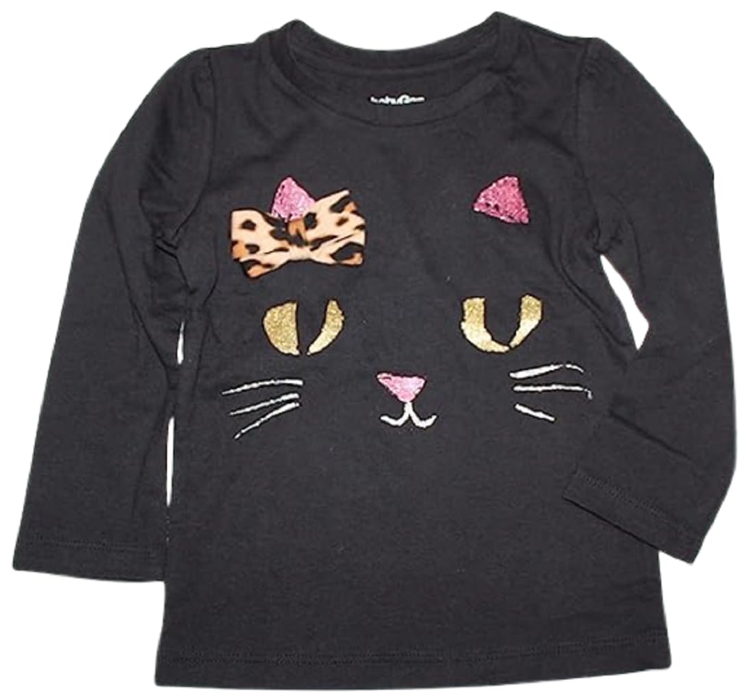 Baby Gap Black Glittered Cat Top w/ Bow - 12-18 Months for Girls Playtime