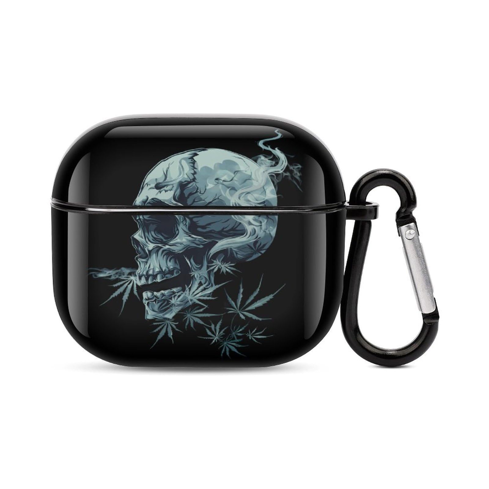 Skull-Shaped Bluetooth Earbuds Case - Weed Smoking Design, Portable Headphone Storage for AirPods 3 - Protective Cover for Travel, Gym & Outdoor Activities