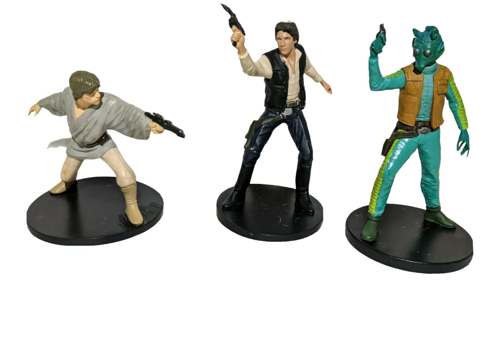 Star Wars Luke Skywalker, Greedo & Han Solo PVC Action Figure Set (3-Pack) - The Force Awakens Collectible Cake Toppers for Birthday Parties & Movie-Themed Decorations