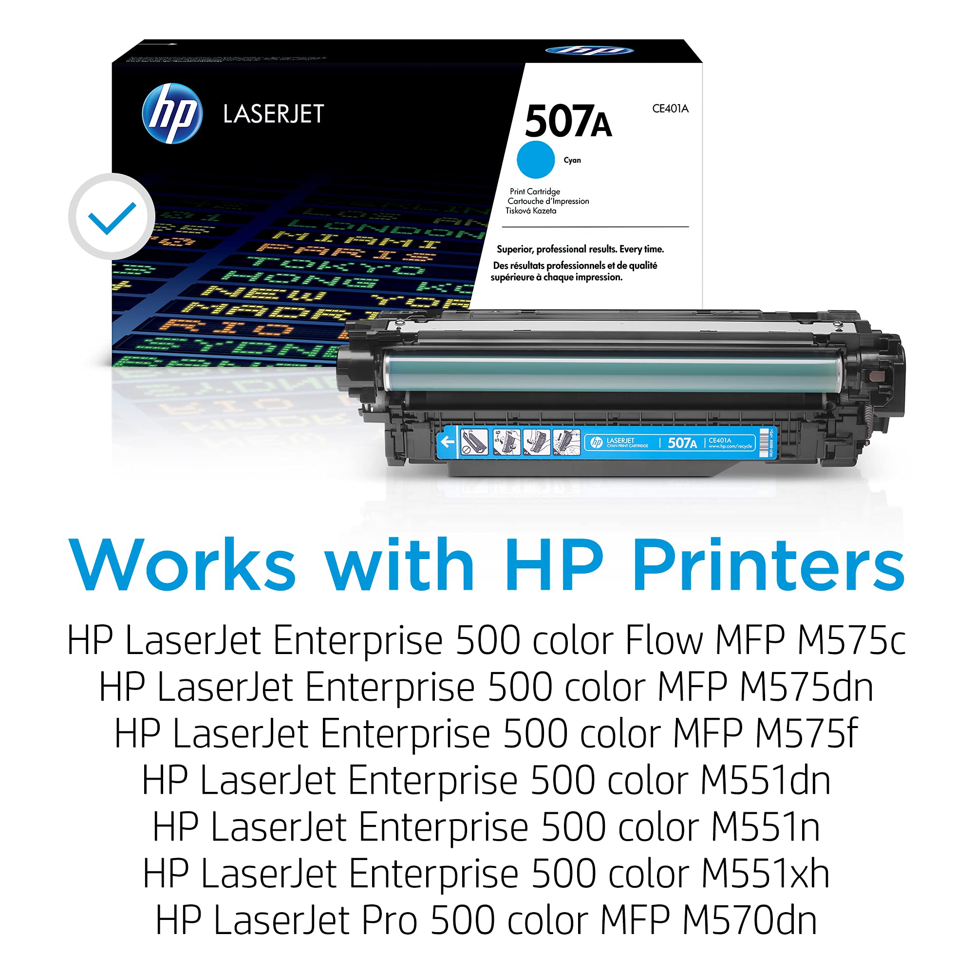 HP 507A Cyan Toner Cartridge - Compatible with HP LaserJet Enterprise 500 M551/M575 & Pro 500 M570 Series (CE401A) - Ideal for Office Printing, Document Reproduction & High-Quality Color Output