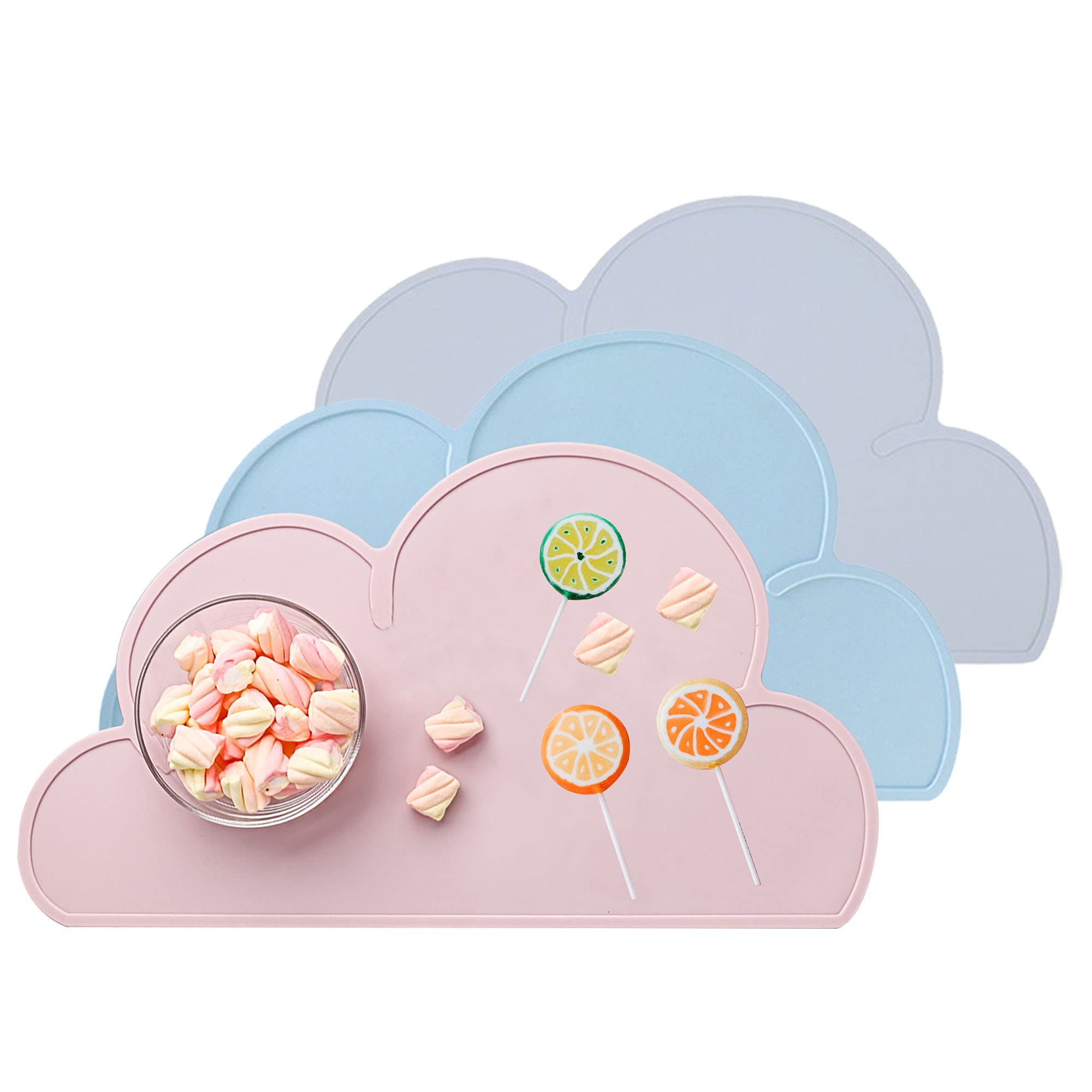 COFHOM Non-Slip Silicone Placemats for Kids - 3 Pack Heat Resistant Toddler Table Mats with Suction Cups, Easy to Clean & Portable for Dining, Travel & Home Use