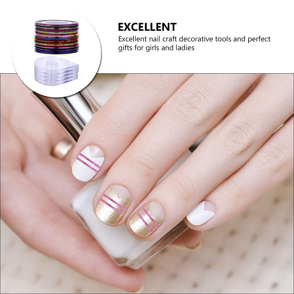 FRCOLOR 120-Piece Nail Art Striping Tape Kit with 4 Tape Dispensers - DIY Nail Decoration Stickers for Salon, Home Manicures & Party Glam Looks