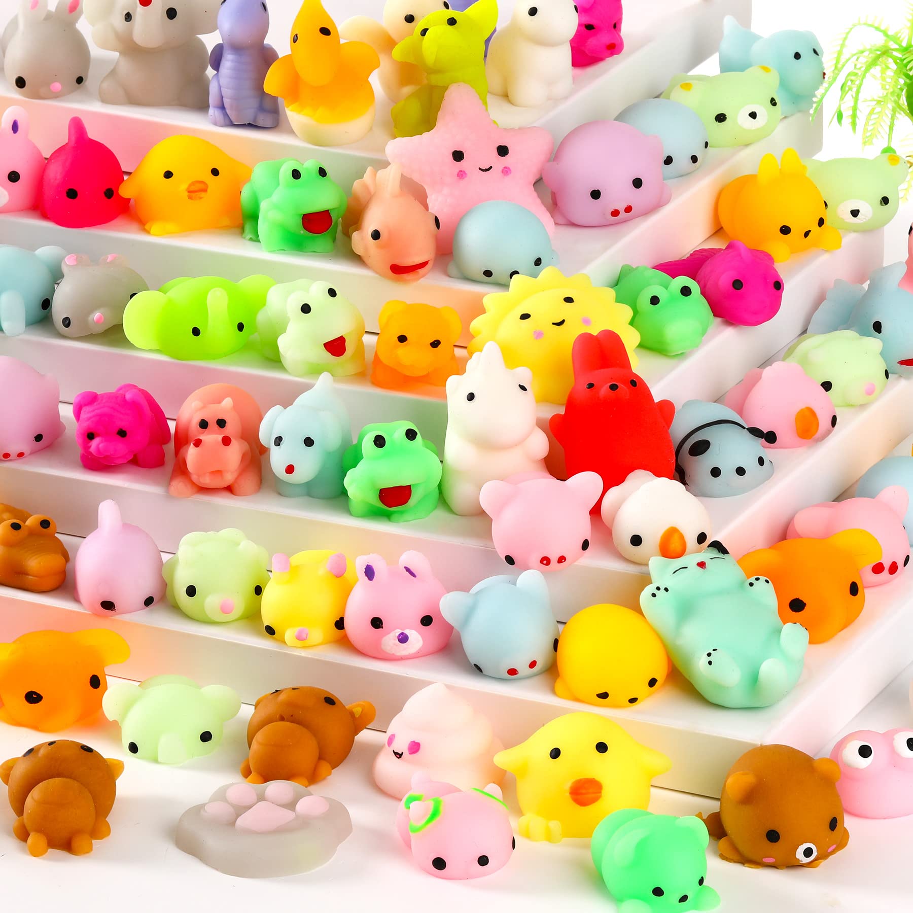 120Pcs Kawaii Mini Squishy Toys - Cute Animal Mochi Squishies for Stress Relief, Halloween Party Favors & Goody Bag Fillers - Random Assortment for Kids Birthday Gifts & Classroom Rewards