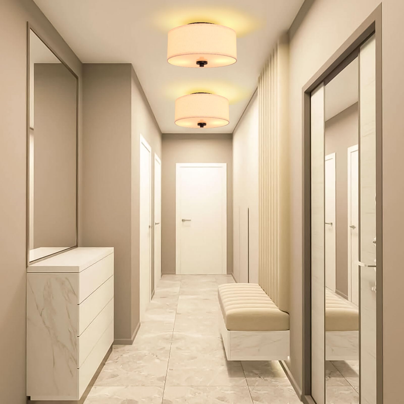 2-Light Flush Mount Ceiling Fixture - 12