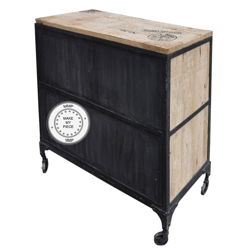 Earth Industrial Indian Solid Wood Chest of Drawers - Natural Finish 37.4