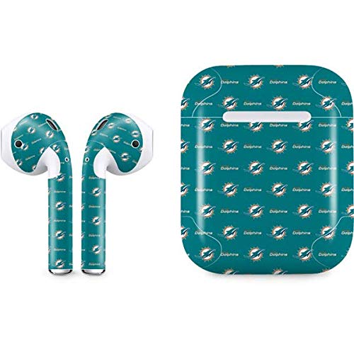 Official NFL Miami Dolphins Blitz Series Skin Decal for Apple AirPods with Lightning Case - Durable Protective Vinyl Sticker - Perfect for Sports Fans, Team Pride & Personalizing Your Earbuds