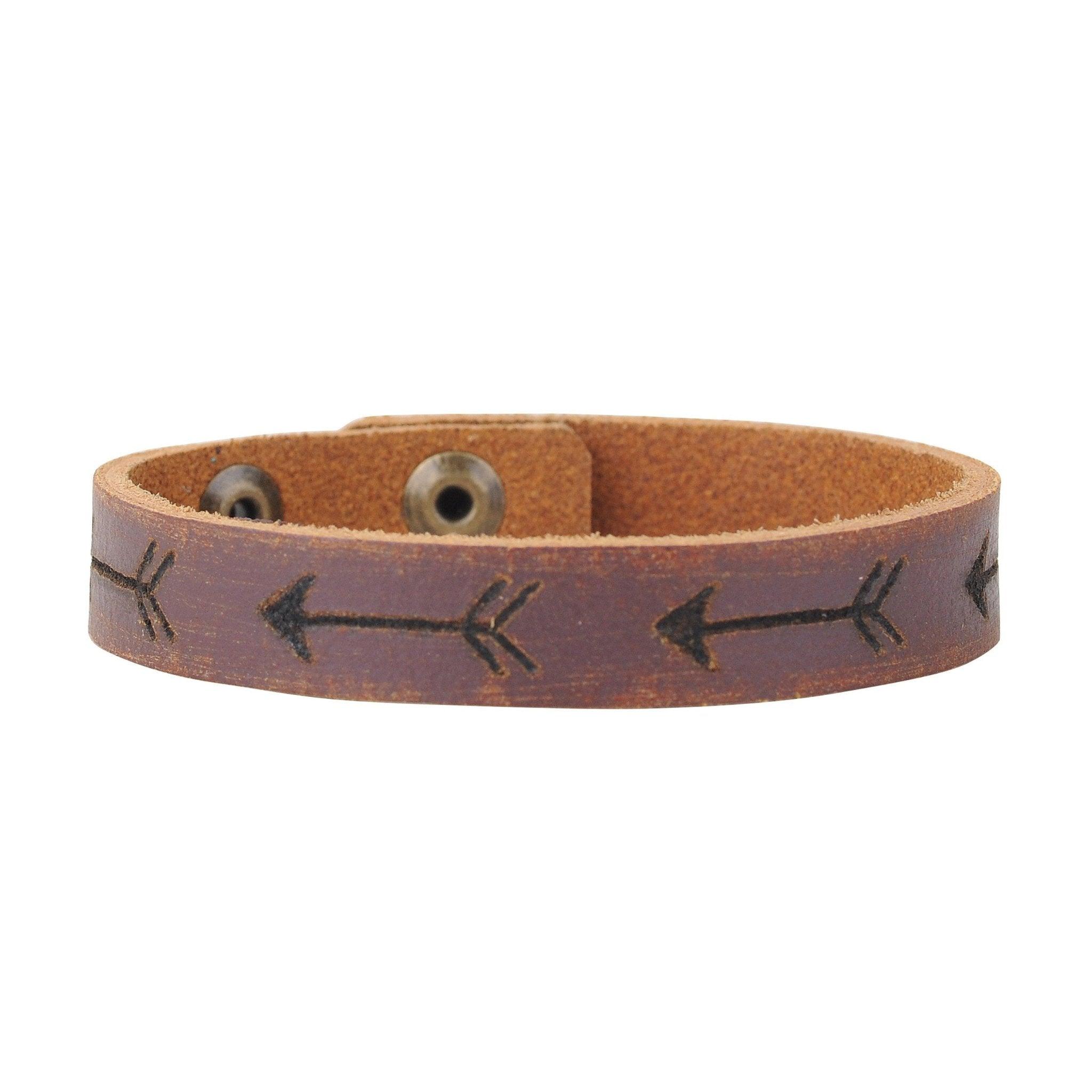 Laser Engraved Leather Bracelet with Arrow Design - Stylish Handmade Gift for Men & Women - Perfect for Outdoor Adventures, Casual Wear & Special Occasions