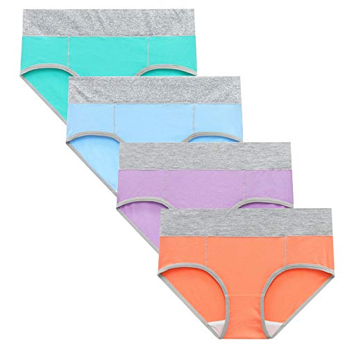 Gufesf 5 Pack Women's Cotton Underwear - High Waisted Soft Full Briefs Panties Multipack for Everyday Comfort | Breathable Ladies Underwear for Work, Yoga & Sleep