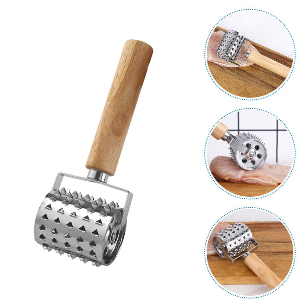 Premium Wooden Handle Meat Tenderizer - Heavy Duty Metal Needle Steak Pounder for Beef, Pork & Chicken | Perfect for Home Cooking, BBQ & Restaurant Use