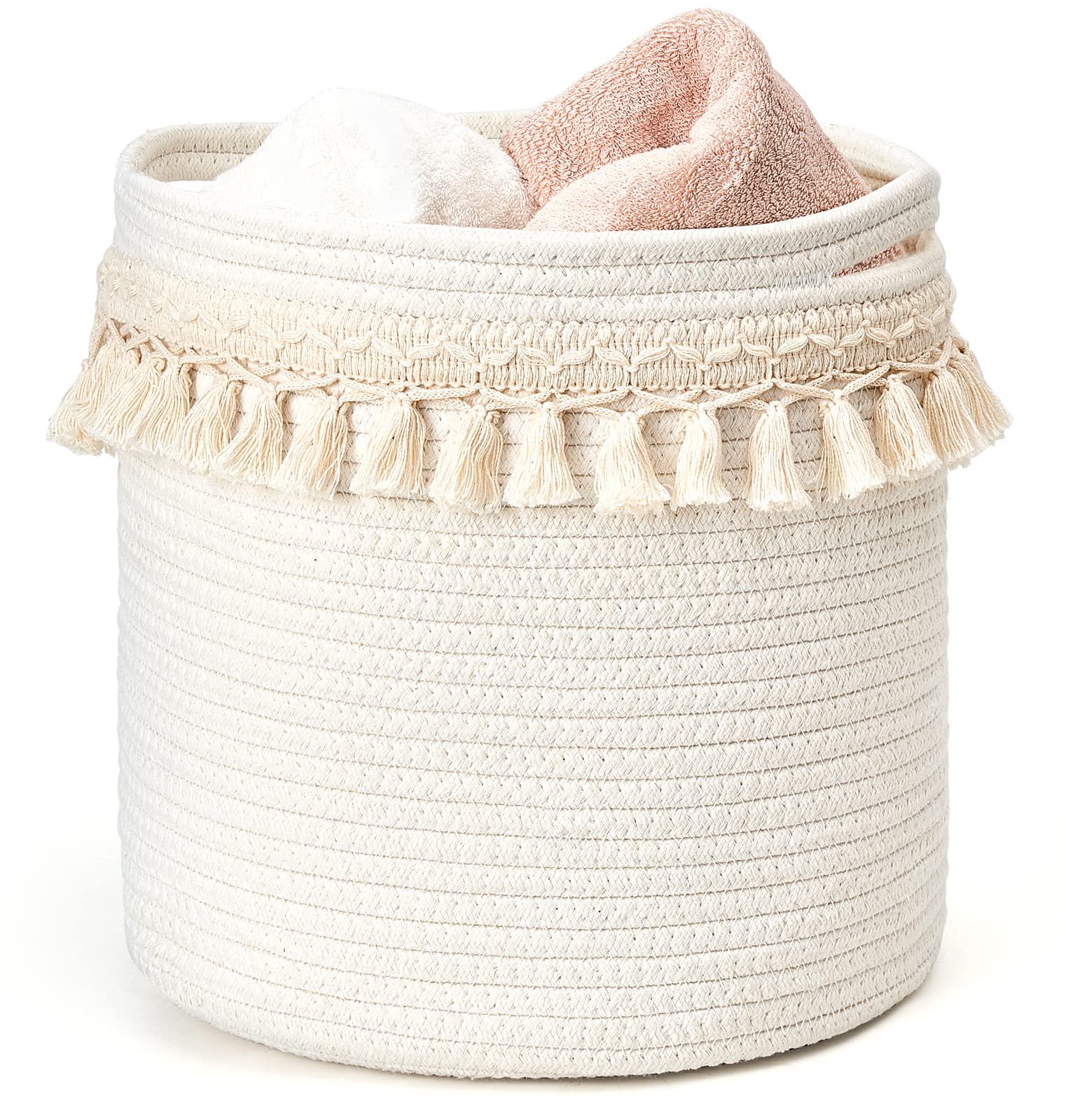 Macrame Cotton Rope Basket - Boho Nursery Decor & Storage Organizer (11