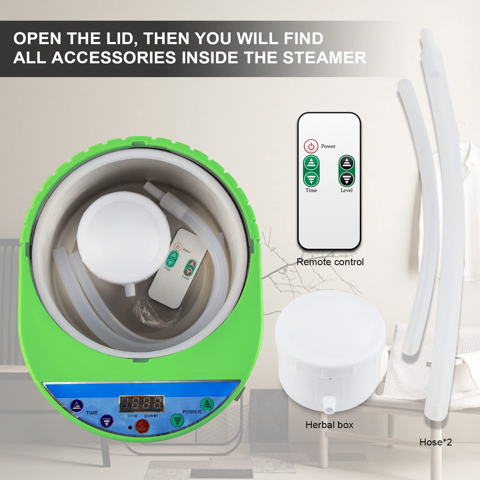 ZONEMEL 4L Remote Control Sauna Steamer Pot - Stainless Steel Steam Generator with Herbal Box & Timer Display for Home Spa, Body Detox & Relaxation | Perfect for Personal Wellness, Aromatherapy & Stress Relief