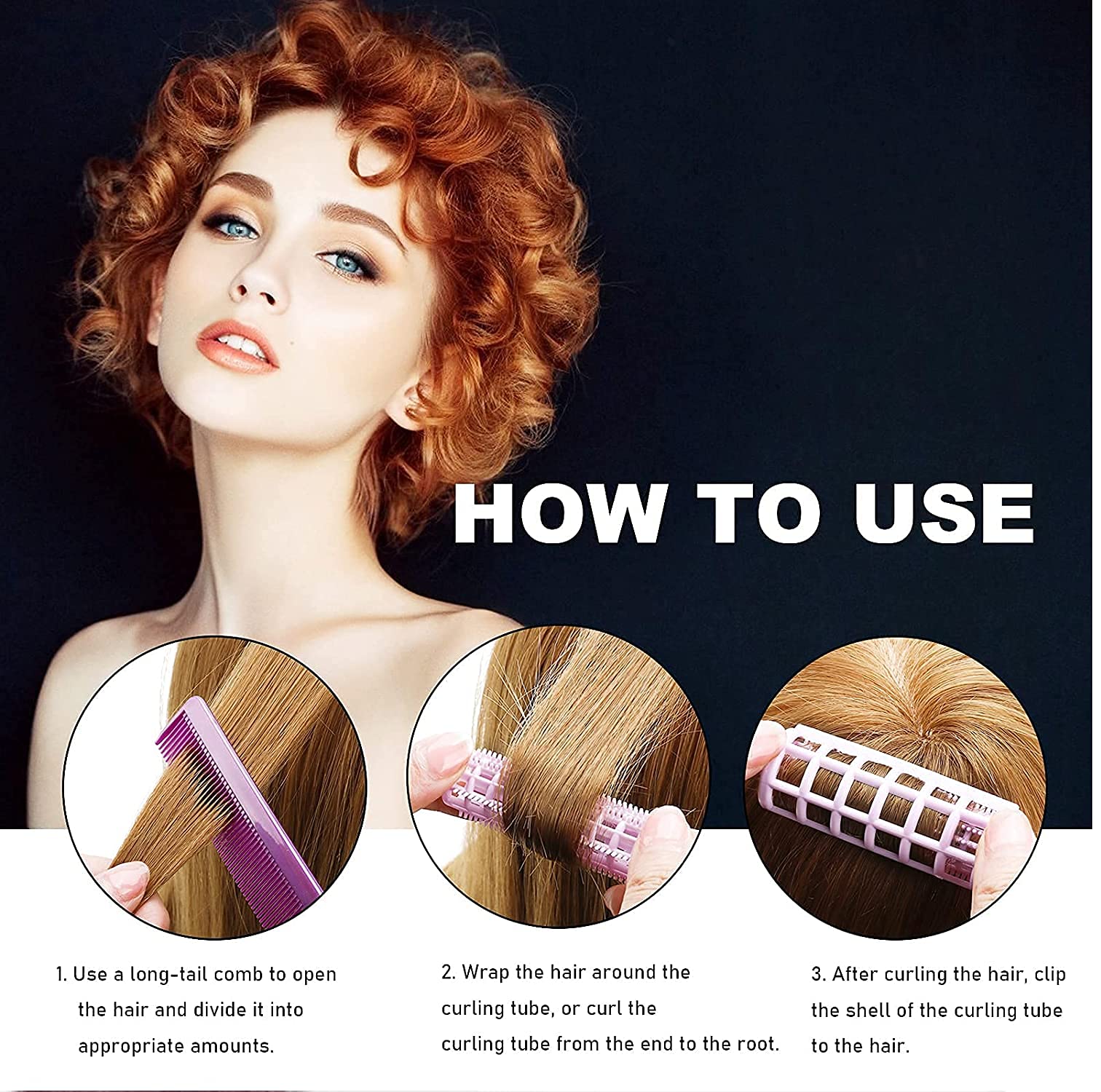 Ghelonadi Plastic Hair Rollers - No Heat Snap-On Self Grip Curlers for DIY Styling (5 Pack, Random Colors) | Perfect for Home Hairdressing & Salon Use