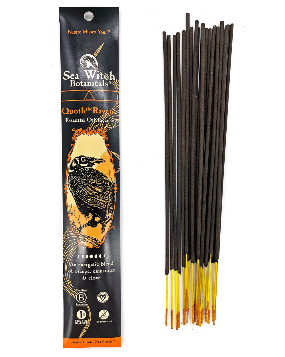 Quote The Raven Incense Sticks - Orange, Cinnamon & Clove Scent (20 Count) for Meditation, Relaxation & Home Fragrance