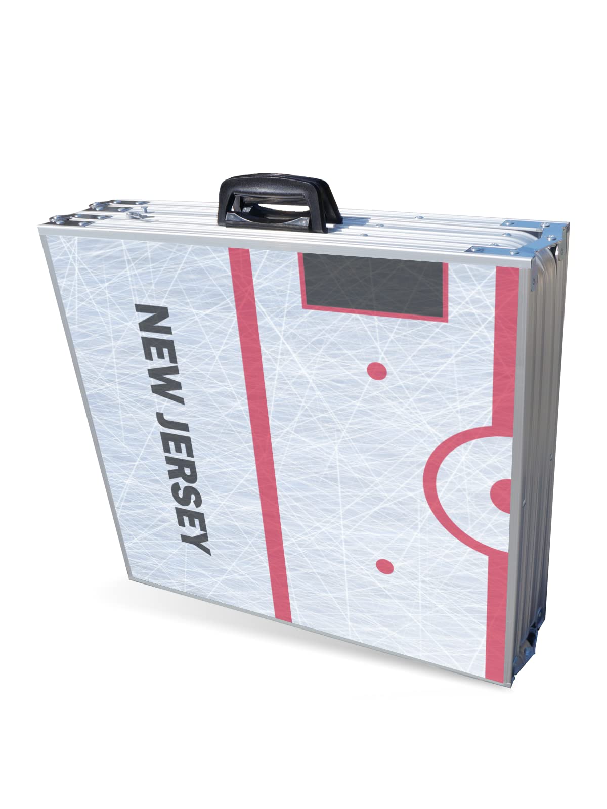 8-Foot Folding Portable Beer Pong Table with LED Lights & Optional Cup Holes - Perfect for Parties, Tailgating & College Events - New Jersey Hockey Rink Design (Multiple Models Available)