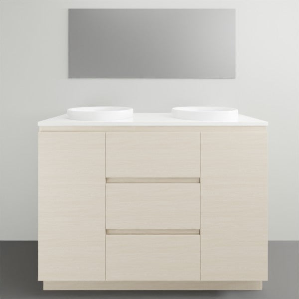 ADP Glacier Lite Door and Drawer Trio Vanity with Solid Surface Top - Modern Bathroom Vanity Set with Storage for Small Spaces, Perfect for Apartments and Powder Rooms
