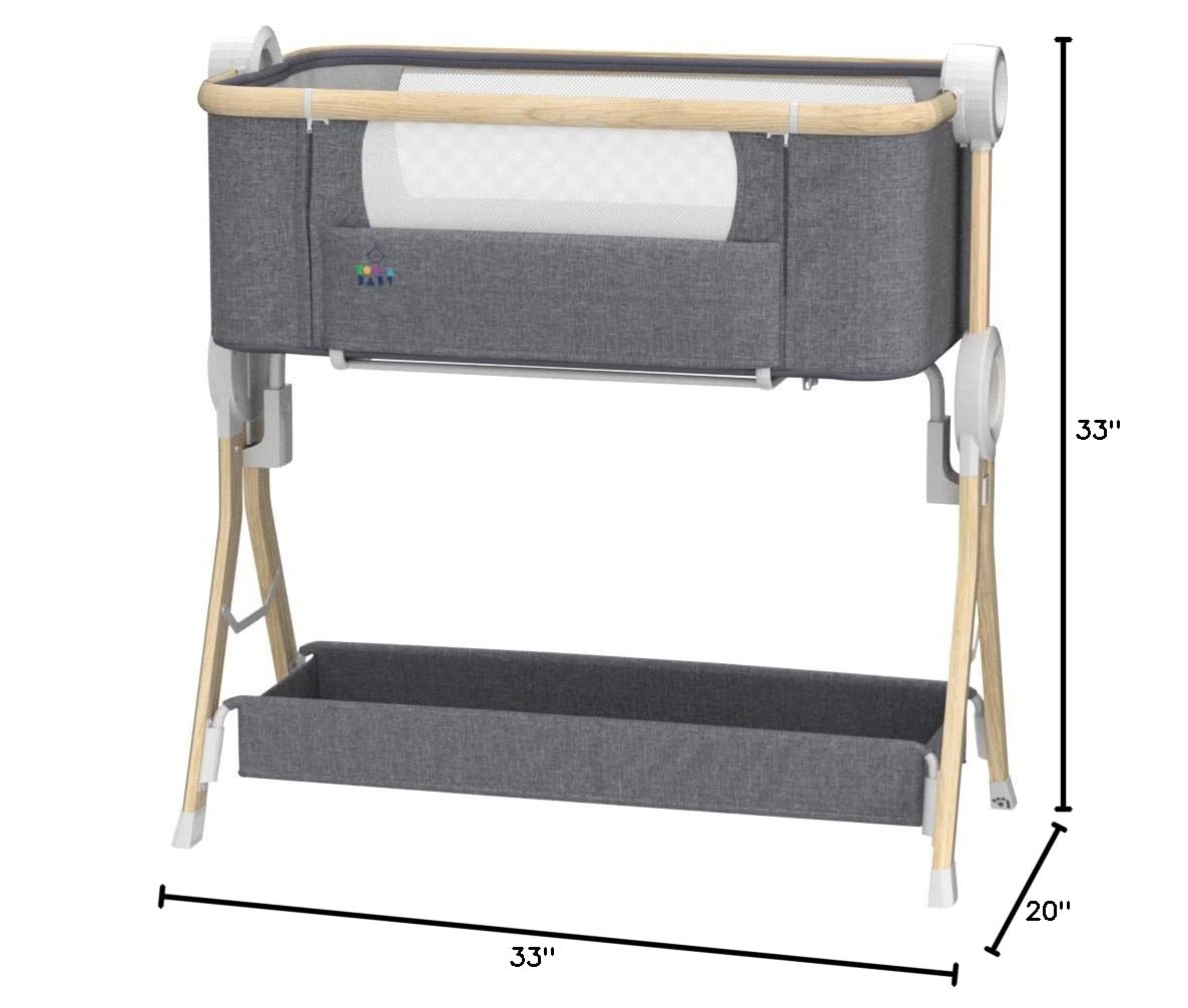 KoolerThings Portable Baby Bassinet & Bedside Sleeper - Foldable Crib with Storage Basket, Comfortable Mattress & Travel Bag - Perfect for Newborns, Nursery, Bedroom & Travel Use