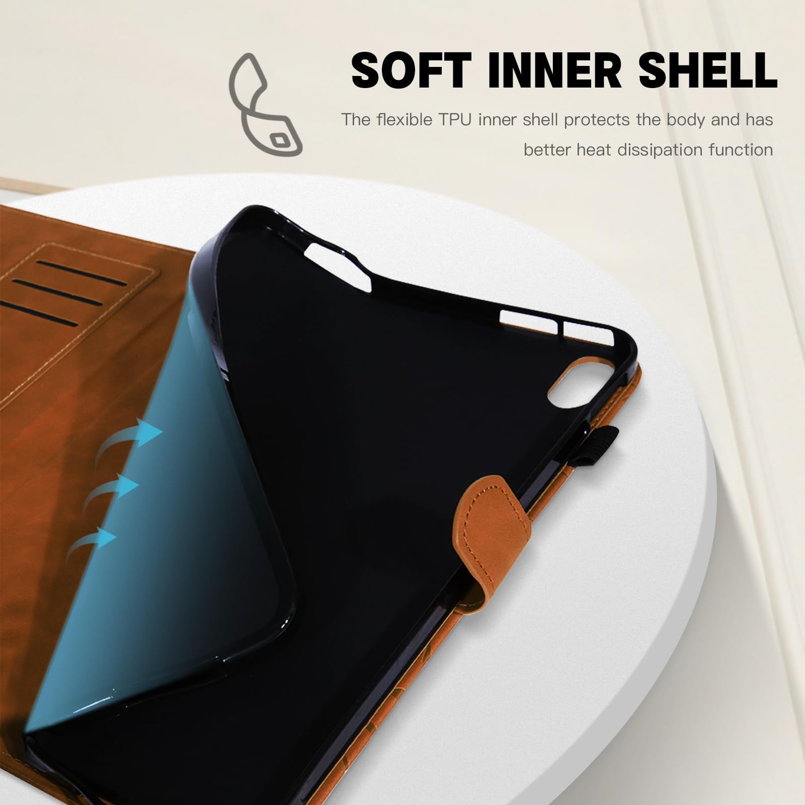 Premium PU Leather iPad 9.7 Inch Case with Card Holder & Multi-Angle Stand - Compatible with iPad 6th/5th Gen & iPad Air 2/Air 1 (Brown) | Perfect for Work, Travel & Home Use