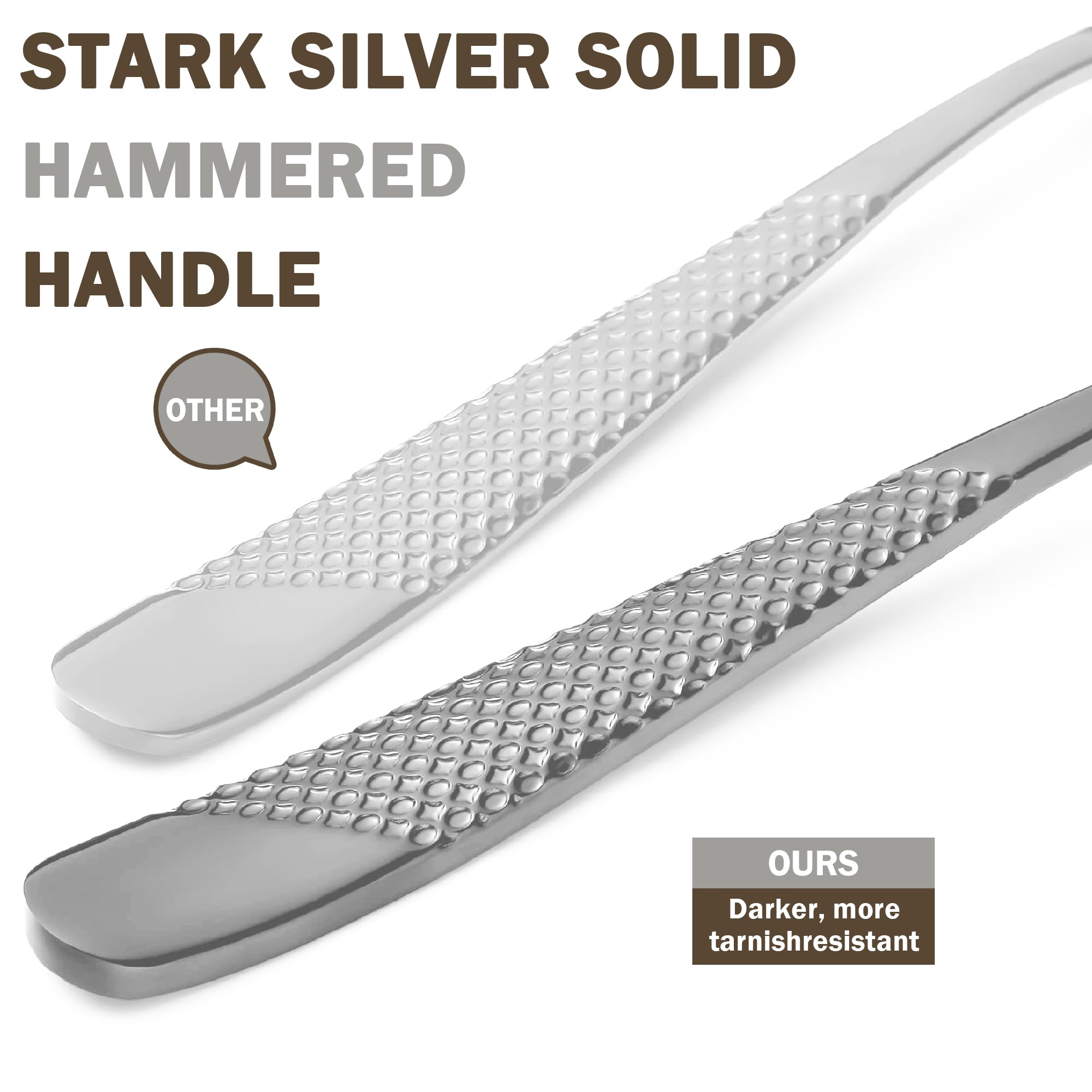 20-Piece Hammered Silver Silverware Set - 18/10 Stainless Steel Flatware Set for 4 - Modern Cutlery Set with Forks, Spoons & Knives - Elegant Dining & Entertaining Tableware for Home & Restaurant Use