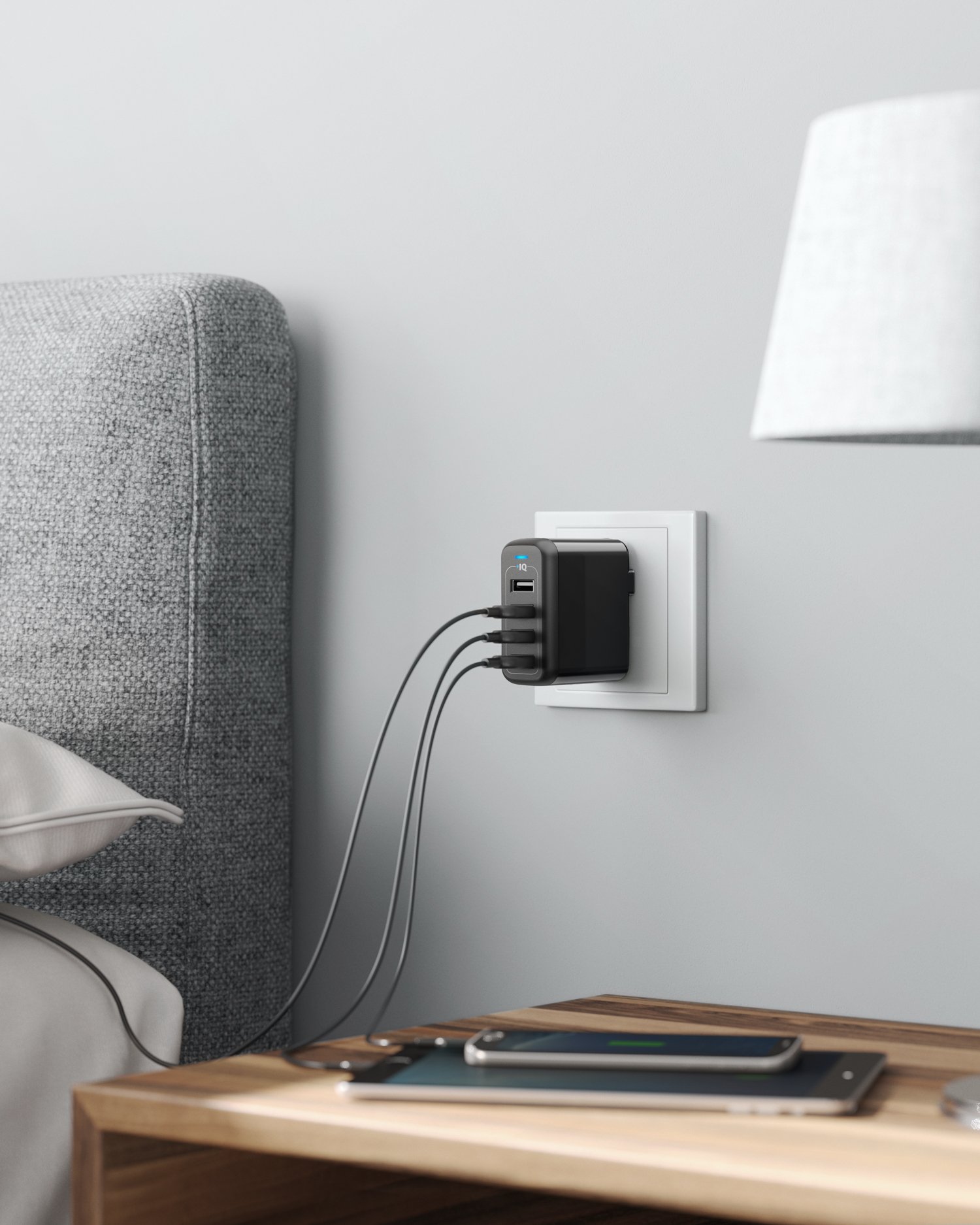 Anker PowerPort 4 (40W 4-Port USB Wall Charger) Fast Multi-Port USB Charger with Foldable Plug - Compatible with iPhone 15/14/13, iPad Pro/Air, Samsung Galaxy S23/S22, Note 20 & More - Perfect for Home, Office, Travel & Family Charging Needs